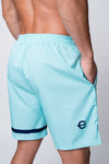 Mens neptune athletics seafoam green shorts with pocket view
